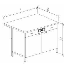 Стол-тумба большой с дверками с ящиками и розетками 1200/900 СТЛw-М с/я.р.