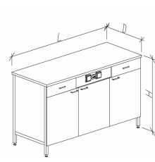 Стол-тумба с дверками с ящиками и розетками 1500 СТЛнб-М с/я.р.
