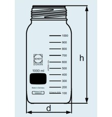 Бутыль DURAN Group 2000 мл, GLS80, широкогорлая, без крышки и сливного кольца, бесцветное стекло
