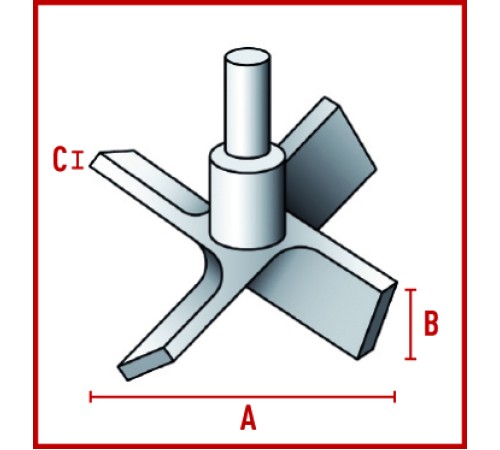 Перемешивающий элемент Bohlender пропеллерный, 4 лопасти, длина 450 мм, 75 х 20 х 5 мм, PTFE (Артикул C 484-32)